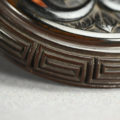 日本のアンティーク彫刻漆塗り香合香炉