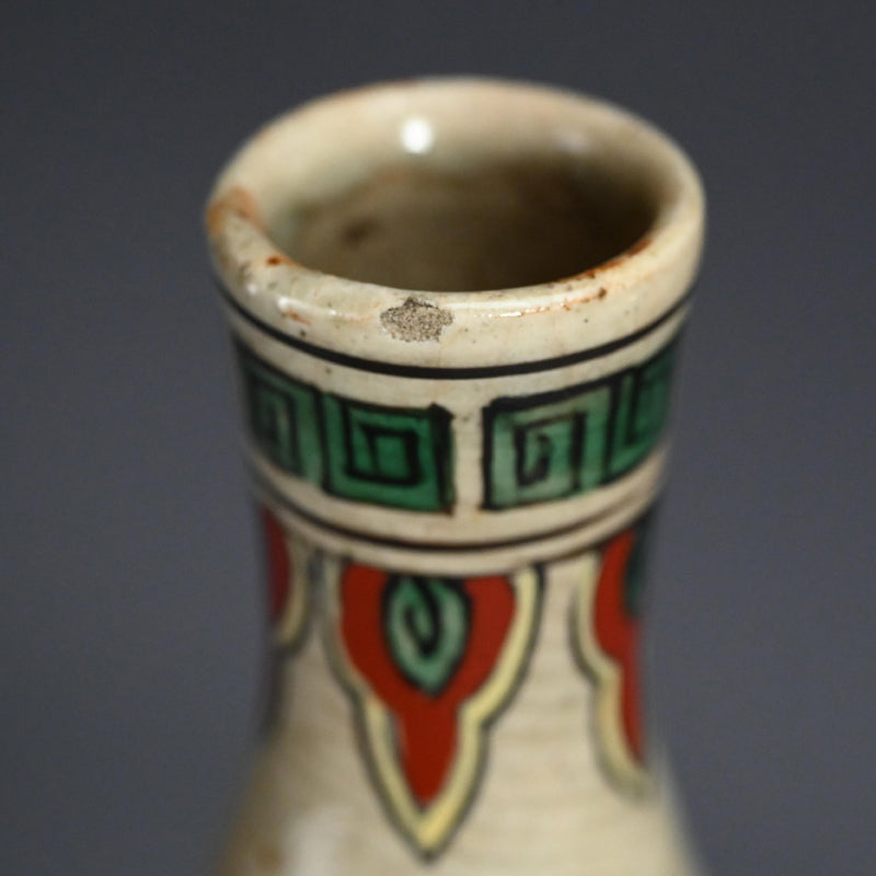 アンティーク日本の船徳利に描かれたオランダ船 ー帆舟人物之図 徳利