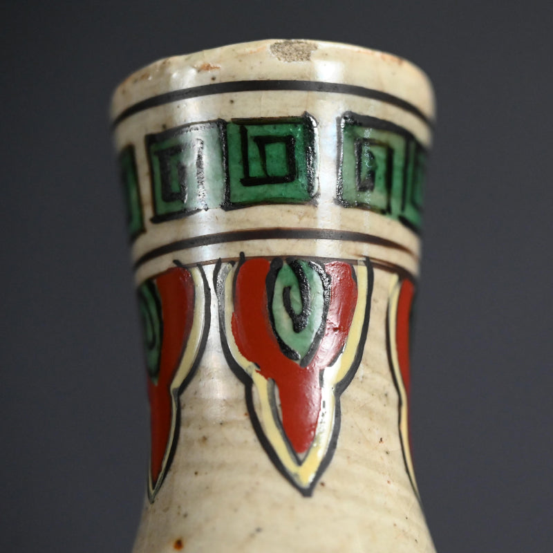 アンティーク日本の船徳利に描かれたオランダ船 ー帆舟人物之図 徳利