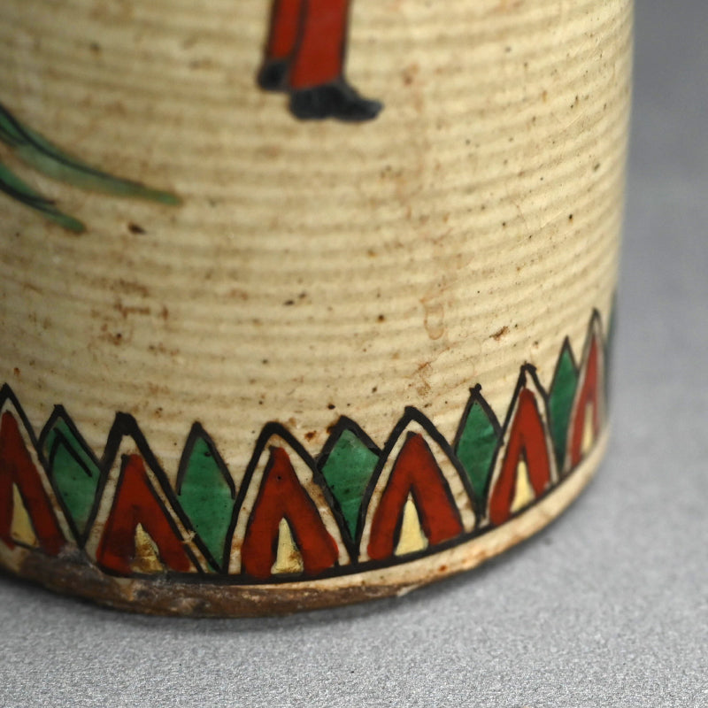 アンティーク日本の船徳利に描かれたオランダ船 ー帆舟人物之図 徳利