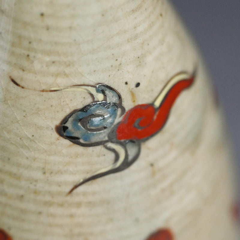 アンティーク日本の船徳利に描かれたオランダ船 ー帆舟人物之図 徳利