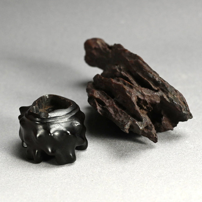 Antique Scholar Viewing Stone with Rose-wood Stand