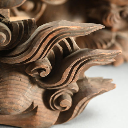 Antique Carved Wood Shishi Architectural Lion Ornaments