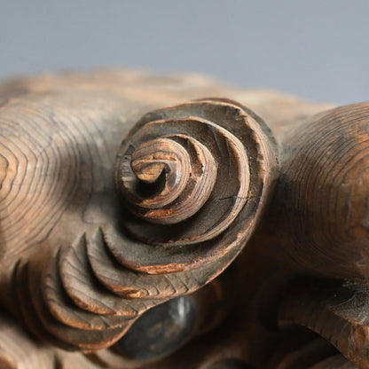 Antique Carved Wood Shishi Architectural Lion Ornaments