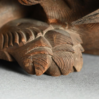 Antique Carved Wood Shishi Architectural Lion Ornaments