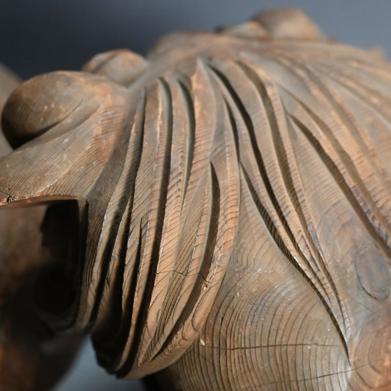 Antique Carved Wood Shishi Architectural Lion Ornaments