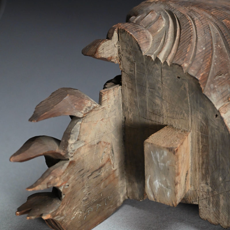 Antique Carved Wood Shishi Architectural Lion Ornaments