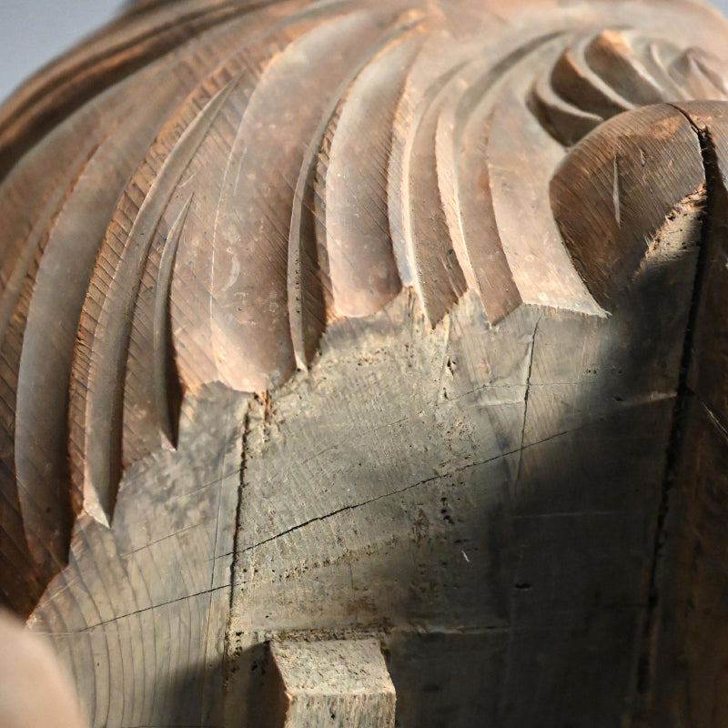 Antique Carved Wood Shishi Architectural Lion Ornaments