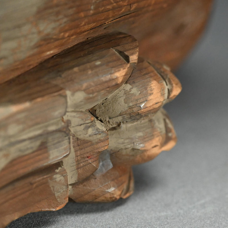 Antique Carved Wood Shishi Architectural Lion Ornaments