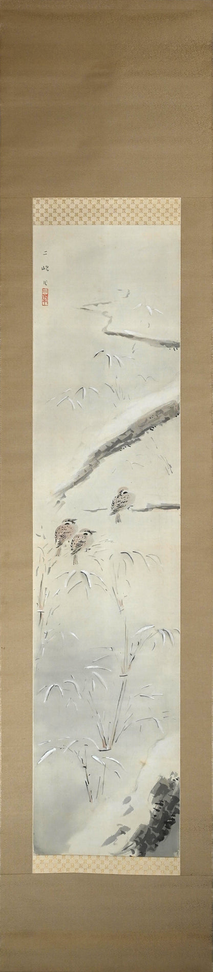 Sparrows in Snow Covered Garden ー白倉 二峰 “雪庭小禽”