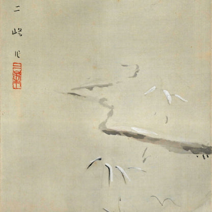 Sparrows in Snow Covered Garden ー白倉 二峰 “雪庭小禽”