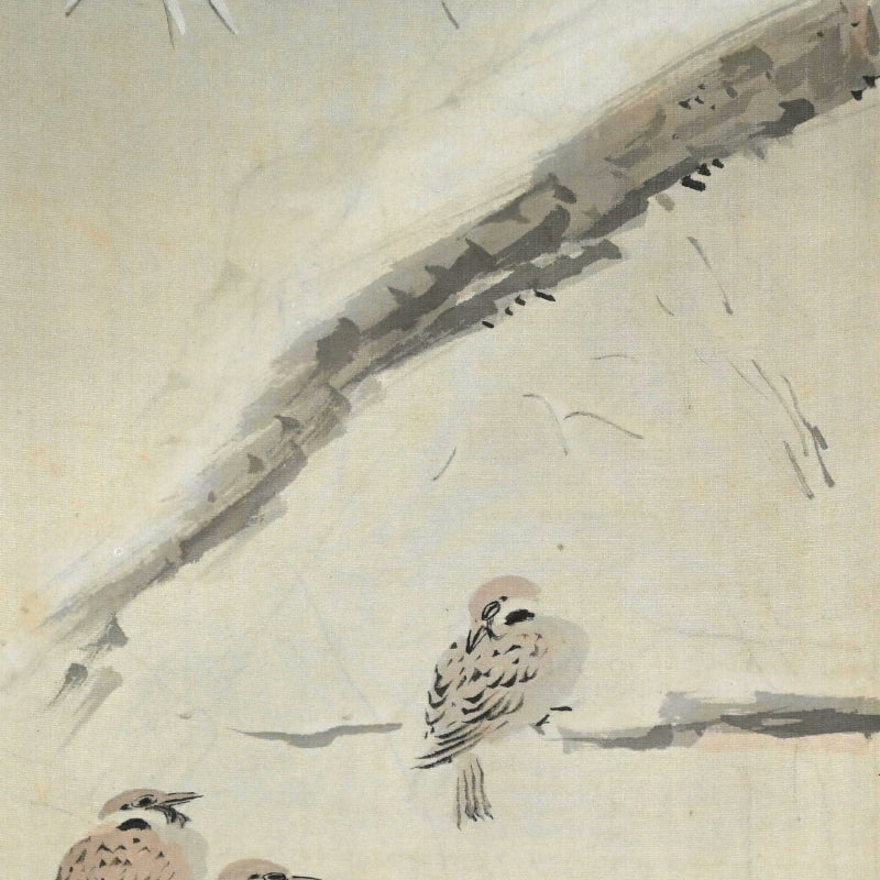 Sparrows in Snow Covered Garden ー白倉 二峰 “雪庭小禽”