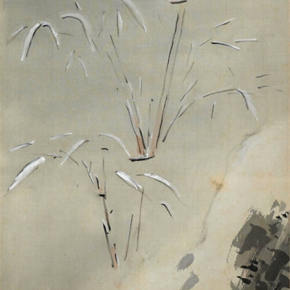 Sparrows in Snow Covered Garden ー白倉 二峰 “雪庭小禽”