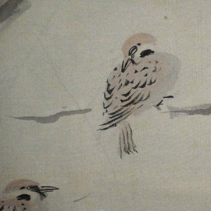 Sparrows in Snow Covered Garden ー白倉 二峰 “雪庭小禽”