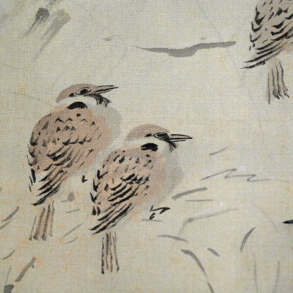 Sparrows in Snow Covered Garden ー白倉 二峰 “雪庭小禽”