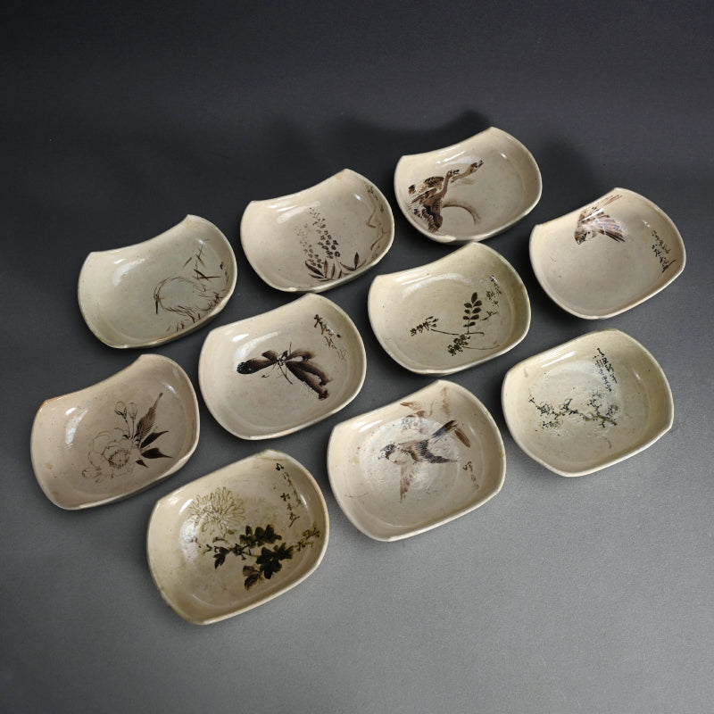 箱入り10個入り。亀甲焼懐石向付皿セット