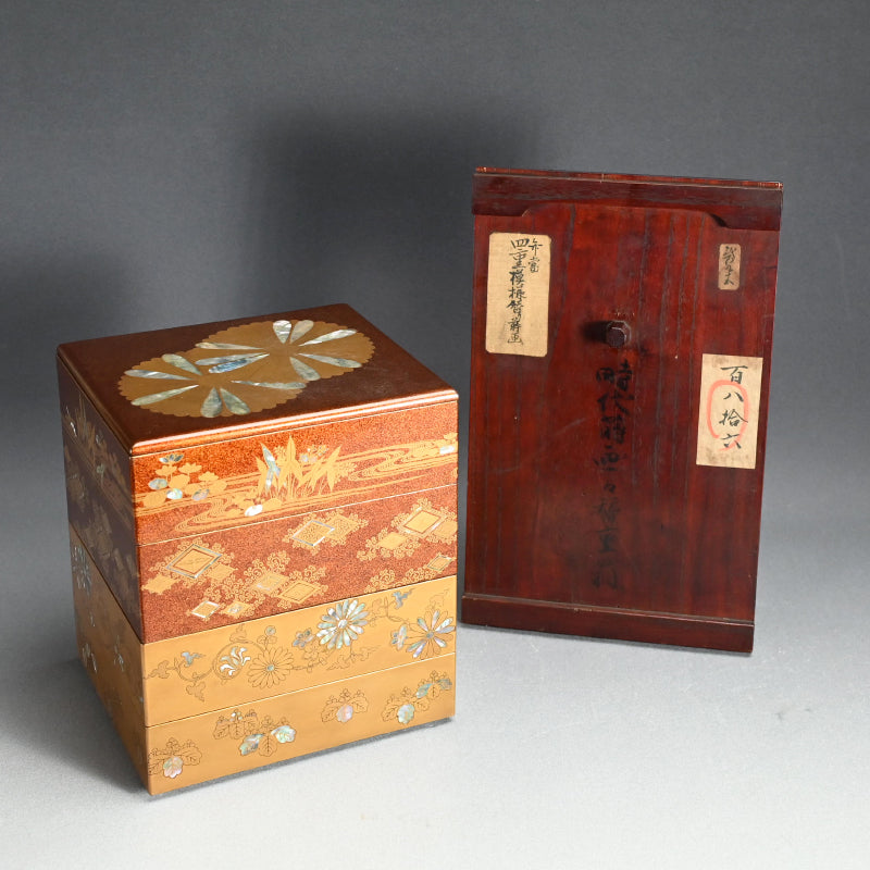 華麗なる江戸 p.漆重ね箱 ー時代蒔絵々替重箱