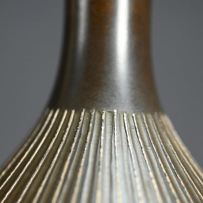 モダニズム青銅象嵌花瓶 ー般若勘渓「徳利形花瓶」