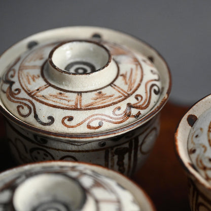 Set of 10 Small Edo period Lidded Kaiseki Bowls