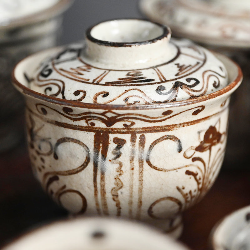 Set of 10 Small Edo period Lidded Kaiseki Bowls