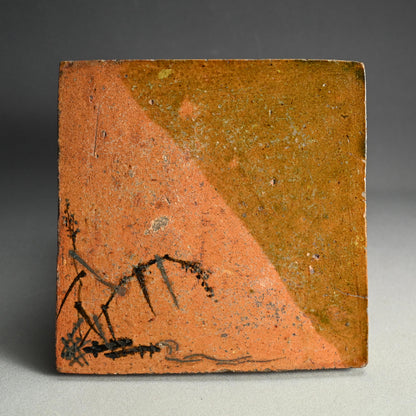 Antique Japanese Ceramic Tile for Maccha Tea Ceremony