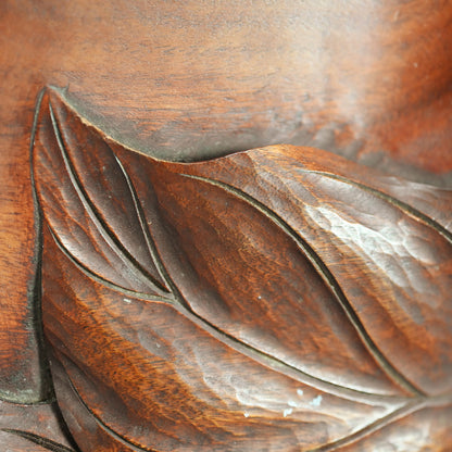 Taisho Period Carved Wooden Tea Tray ー高橋 皖山 “漢詩入 木彫香盆”