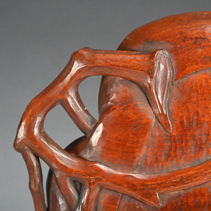 Taisho Period Carved Wooden Tea Tray ー高橋 皖山 “漢詩入 木彫香盆”