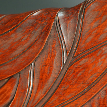 Taisho Period Carved Wooden Tea Tray ー高橋 皖山 “漢詩入 木彫香盆”