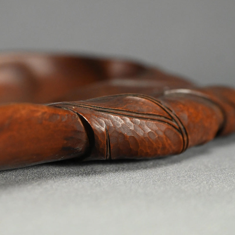 Taisho Period Carved Wooden Tea Tray ー高橋 皖山 “漢詩入 木彫香盆”