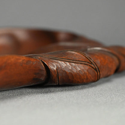 Taisho Period Carved Wooden Tea Tray ー高橋 皖山 “漢詩入 木彫香盆”