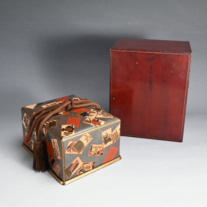 アンティーク漆箱、花札デザイン ー 入山白翁「花札蒔絵手筥」