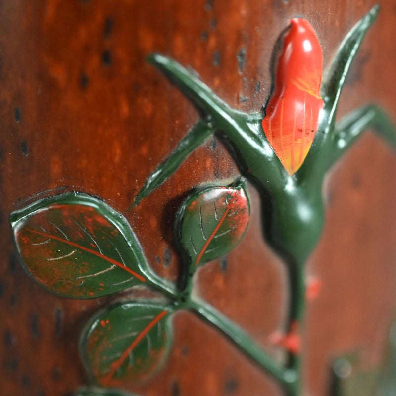 Antique Lacquered Bamboo Sago Sencha Tea Scoop, Ikkokusai ー"長寿花画茶合"