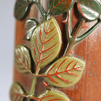 Antique Lacquered Bamboo Sago Sencha Tea Scoop, Ikkokusai ー"長寿花画茶合"