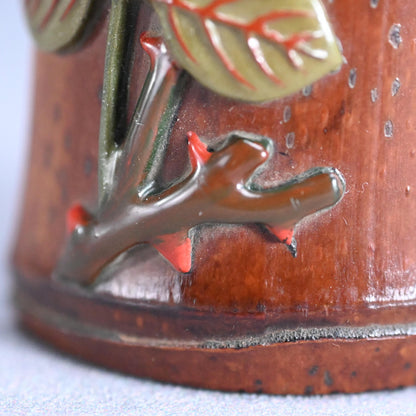 Antique Lacquered Bamboo Sago Sencha Tea Scoop, Ikkokusai ー"長寿花画茶合"