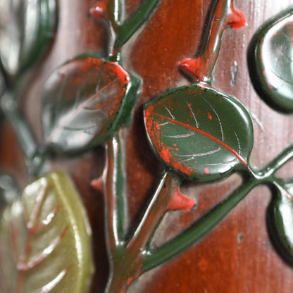 Antique Lacquered Bamboo Sago Sencha Tea Scoop, Ikkokusai ー"長寿花画茶合"