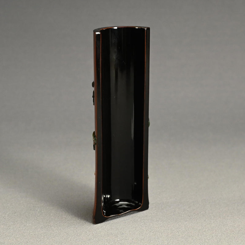 Antique Lacquered Bamboo Sago Sencha Tea Scoop, Ikkokusai ー"長寿花画茶合"