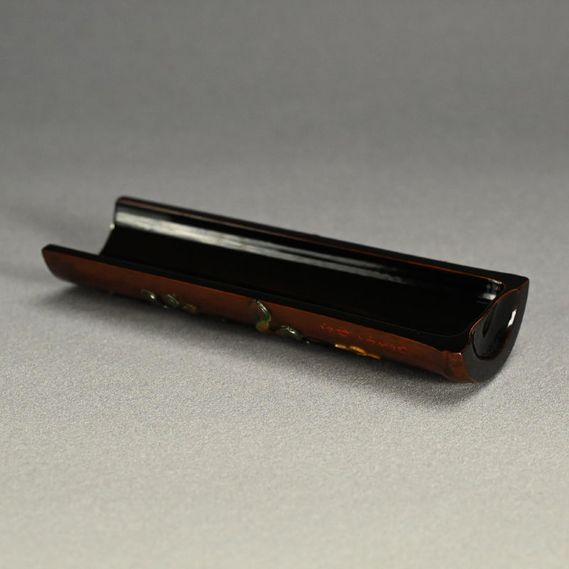 Antique Lacquered Bamboo Sago Sencha Tea Scoop, Ikkokusai ー"長寿花画茶合"