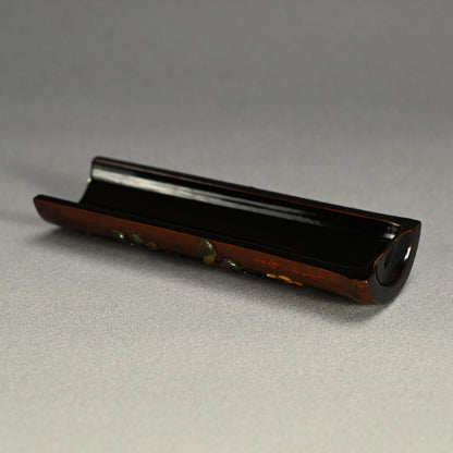 Antique Lacquered Bamboo Sago Sencha Tea Scoop, Ikkokusai ー"長寿花画茶合"