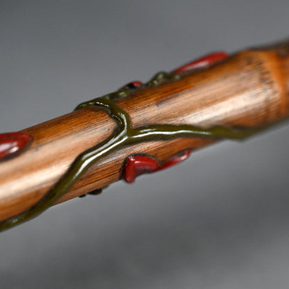 Exquisite Lacquered-Bamboo Incense Container ー金城 一国斎 "蜂花象嵌竹香筒"