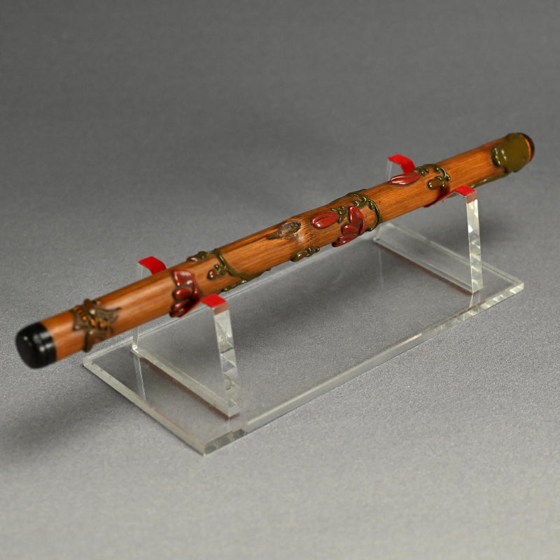 Exquisite Lacquered-Bamboo Incense Container ー金城 一国斎 "蜂花象嵌竹香筒"