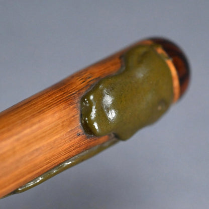 Exquisite Lacquered-Bamboo Incense Container ー金城 一国斎 "蜂花象嵌竹香筒"