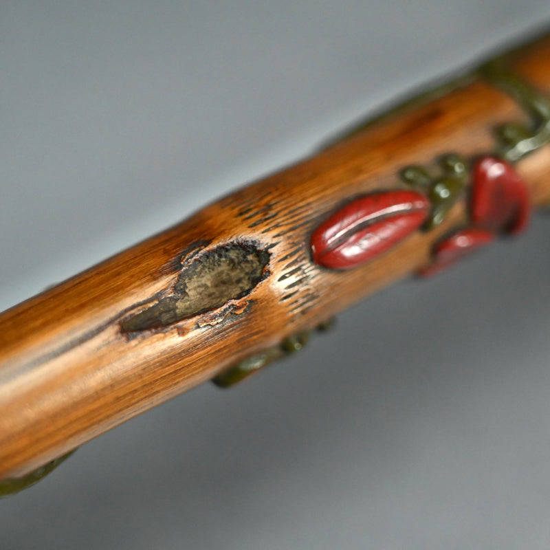 Exquisite Lacquered-Bamboo Incense Container ー金城 一国斎 "蜂花象嵌竹香筒"