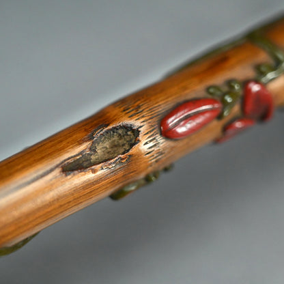 Exquisite Lacquered-Bamboo Incense Container ー金城 一国斎 "蜂花象嵌竹香筒"