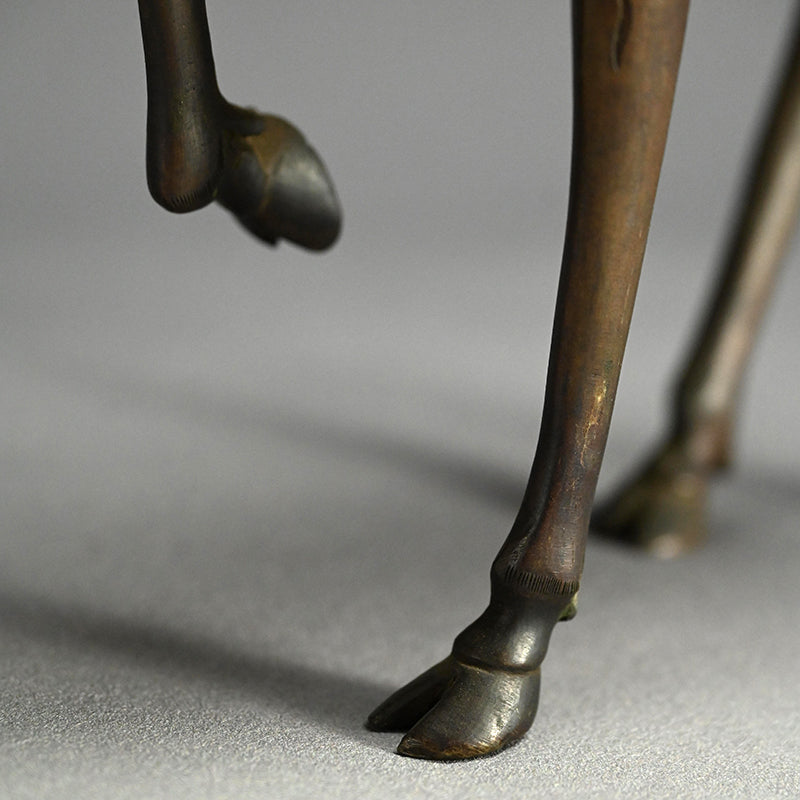 Deer & Saint, Large Antique Bronze Koro Incense Burner