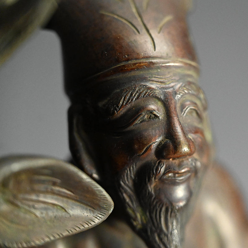 Deer & Saint, Large Antique Bronze Koro Incense Burner