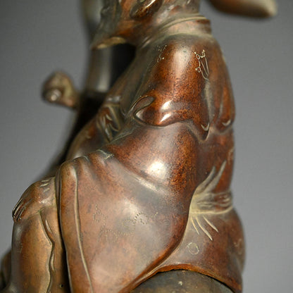 Deer & Saint, Large Antique Bronze Koro Incense Burner