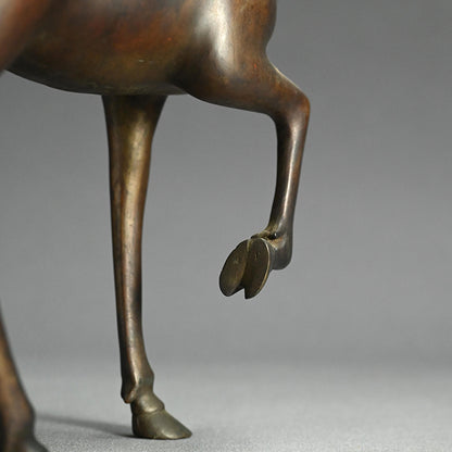 Deer & Saint, Large Antique Bronze Koro Incense Burner