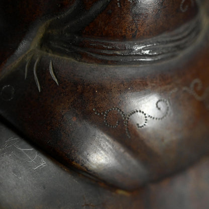 Deer & Saint, Large Antique Bronze Koro Incense Burner