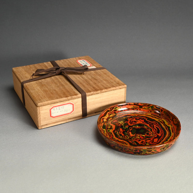 Exquisite Japanese Tsuishu Layered Lacquer Sweets Dish