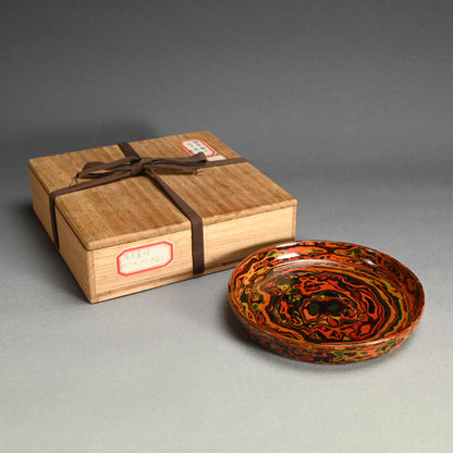 Exquisite Japanese Tsuishu Layered Lacquer Sweets Dish